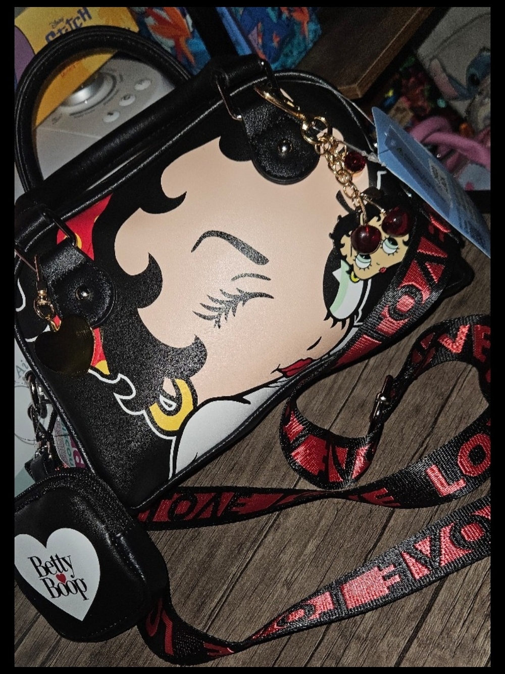 Betty Boop Black and Red Graphic Crossbody